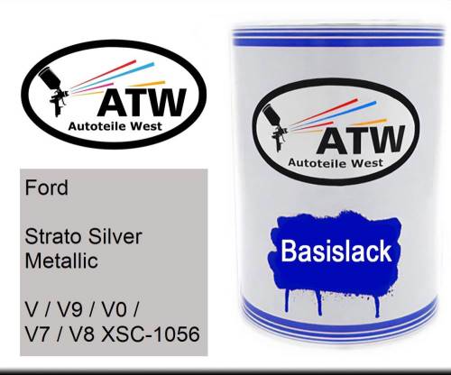 Ford, Strato Silver Metallic, V / V9 / V0 / V7 / V8 XSC-1056: 500ml Lackdose, von ATW Autoteile West.